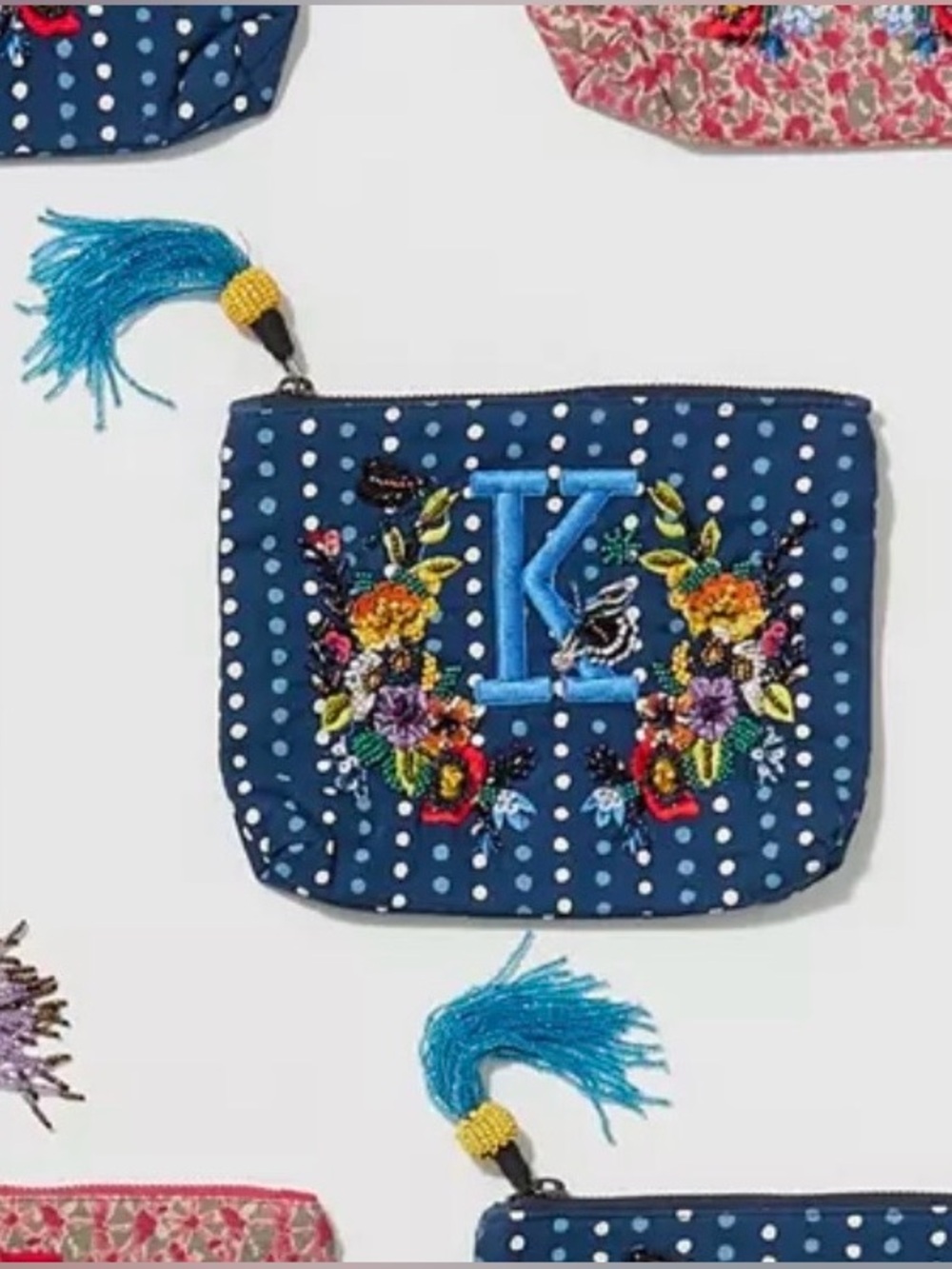 Anthropologie ‘K’ Embroidered Monogram Pouch